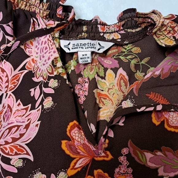 NANETTE Lepore Floral Blouse Tie Neck - Picture 5 of 11